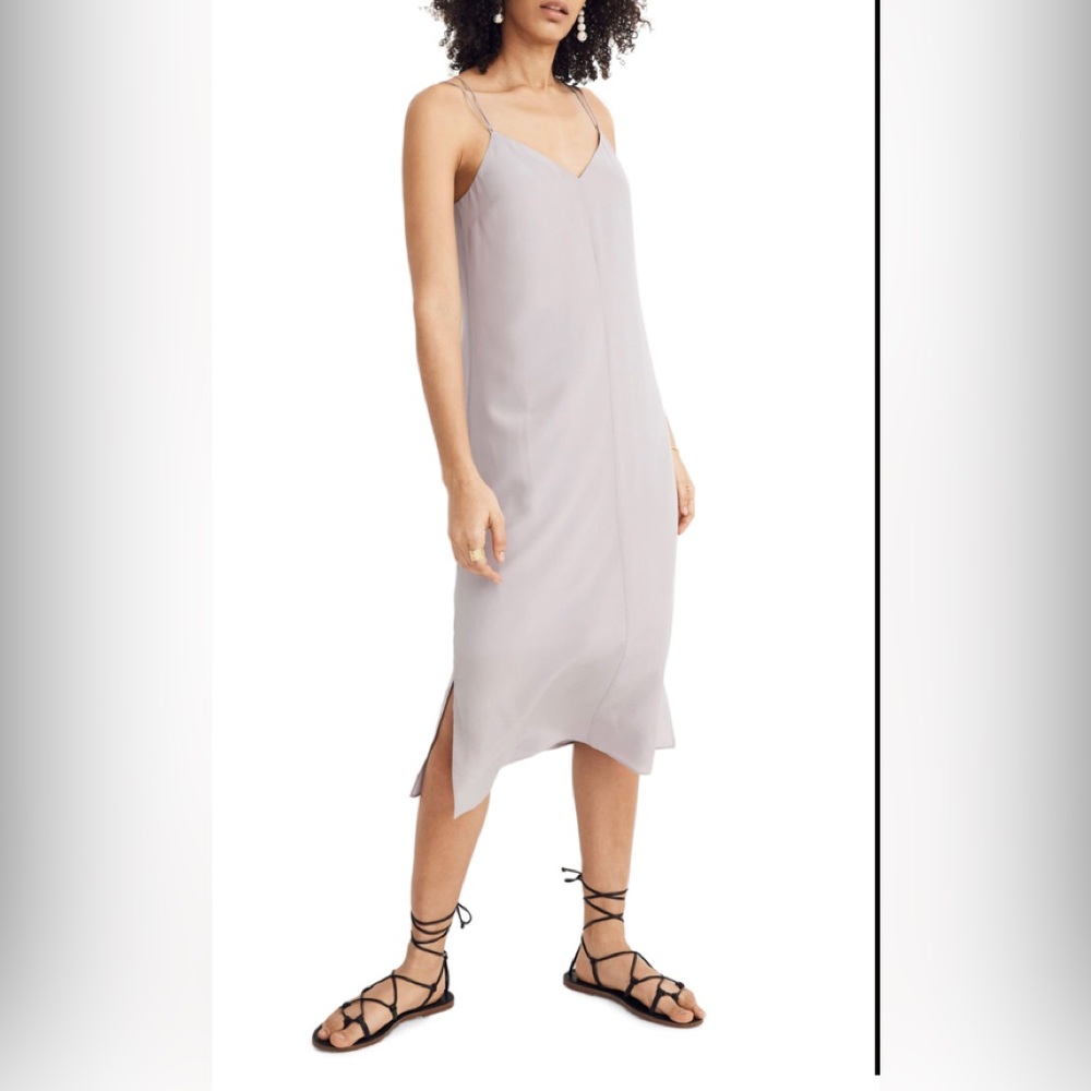 Madewell Criss Cross Strap Silk Slip Dress 10